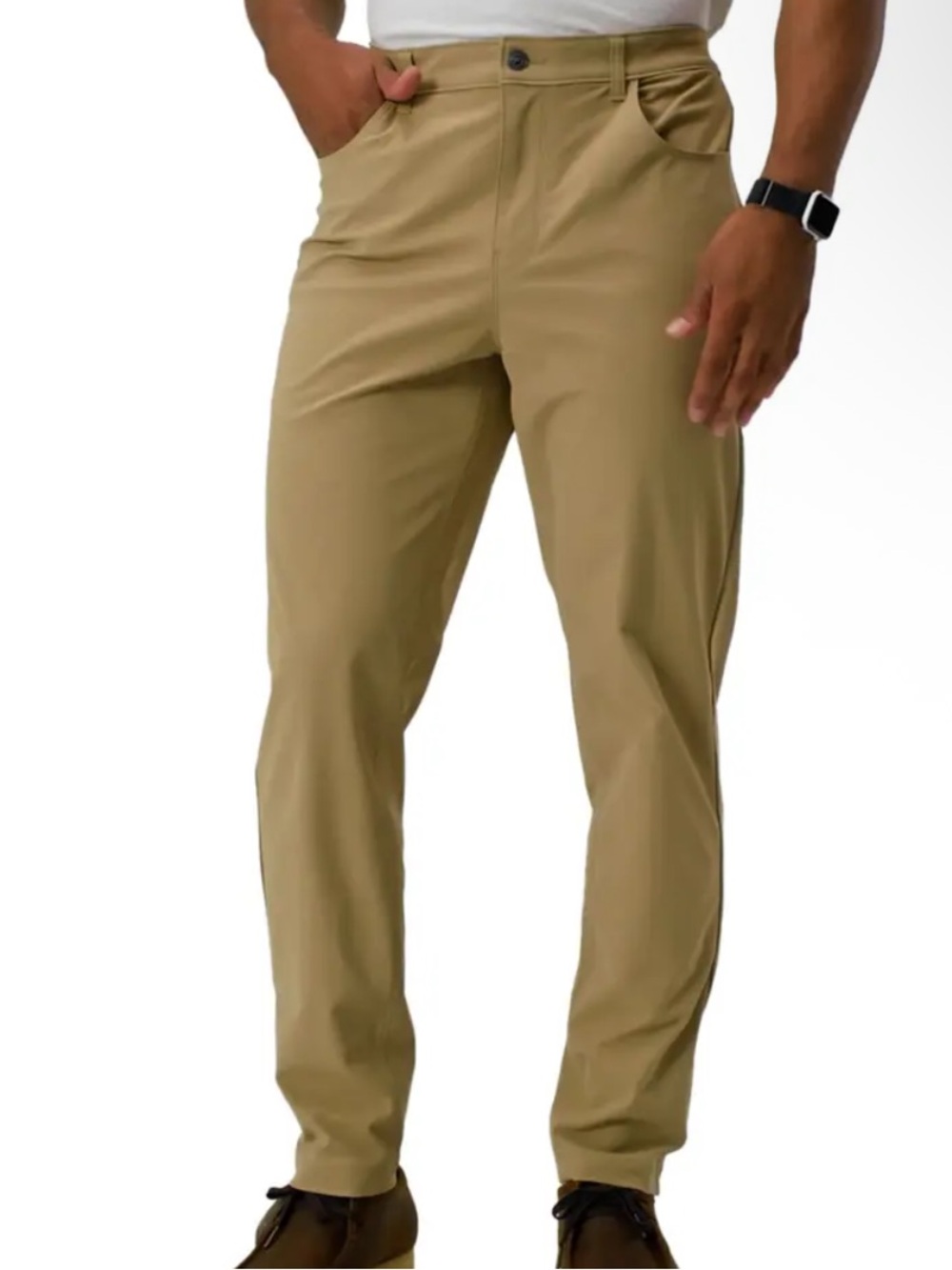 Fabletics tan straight slim leg smart pants size 38x32